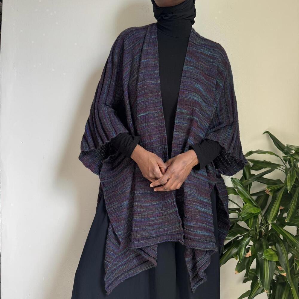 Vintage Catherines Knit Cocoon Shrug Multicolored‎ Boho Drape Cardigan One Size